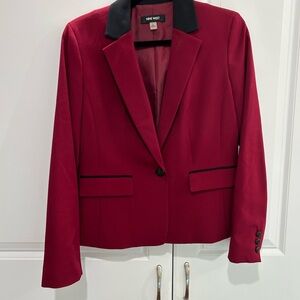 Nine West Women's Burgundy Blazer with Black Accents
